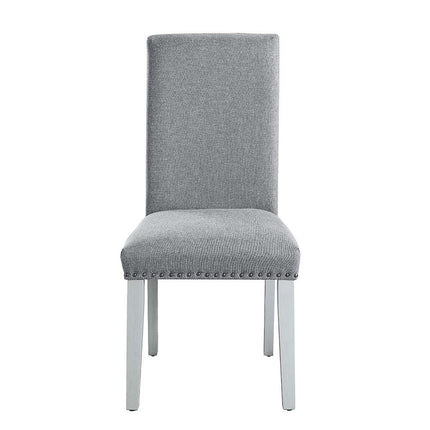 Lanton - Side Chair (Set of 2) - Gray Linen & Antique White Finish ACME 