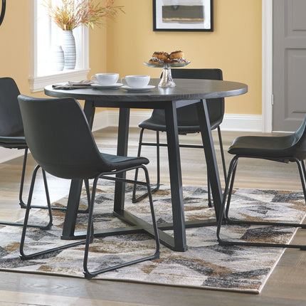 Centiar - Black / Gray - Round Dining Room Table Signature Design by Ashley® 