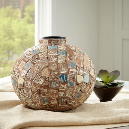 Meltland - Natural / Black - Vase - Round Signature Design by Ashley® 