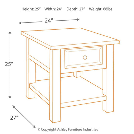 Tyler - Grayish Brown / Black - Rectangular End Table Ashley Furniture 