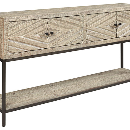 Roanley - Distressed White - Console Sofa Table Ashley Furniture 