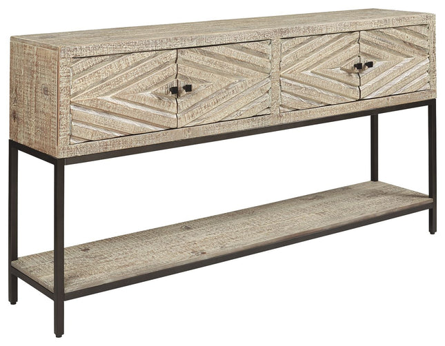 Roanley - Distressed White - Console Sofa Table Ashley Furniture 