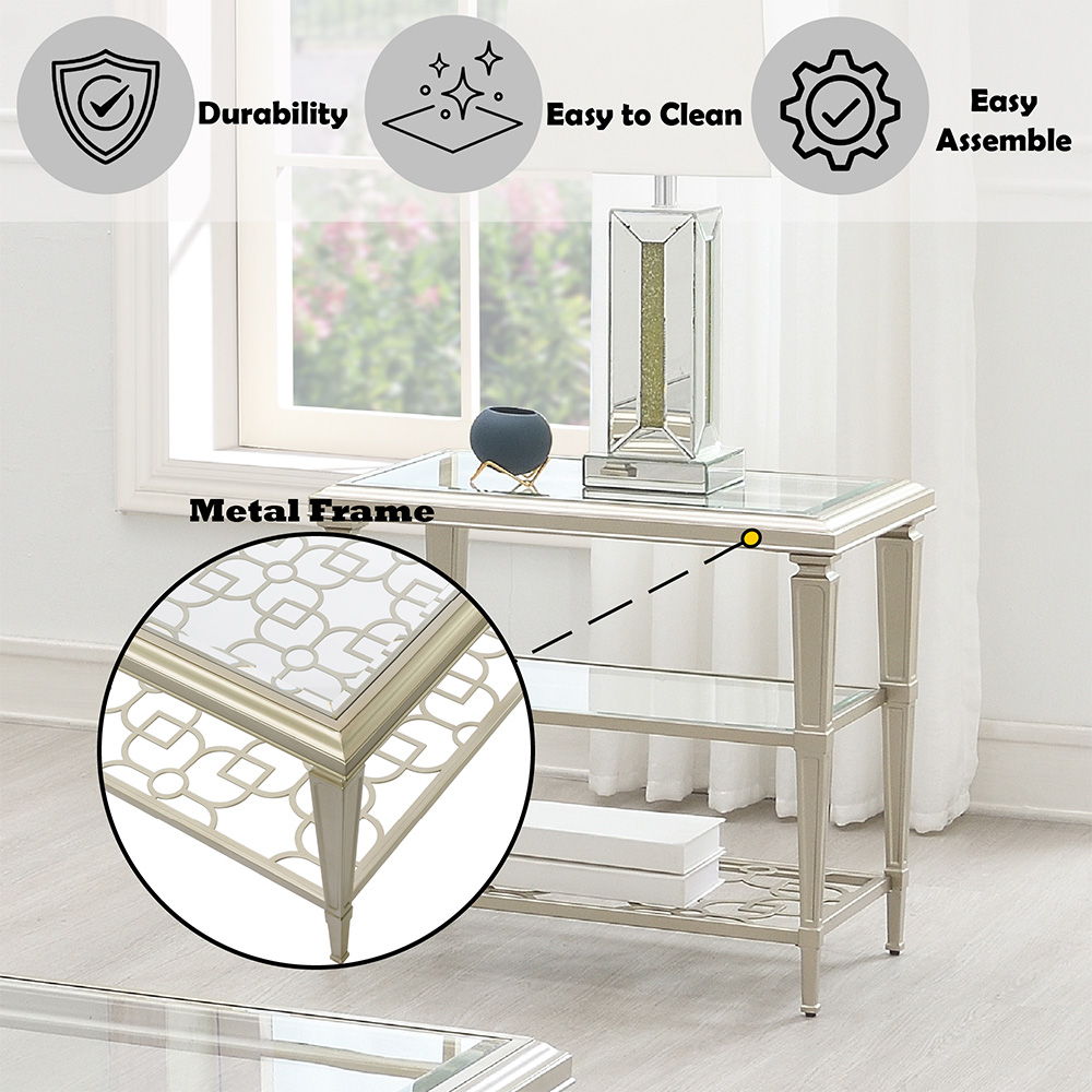 Zaba - End Table - Glass Top & Silver ACME 