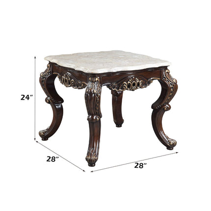 Benbek - End Table - Marble & Antique Oak Finish ACME 