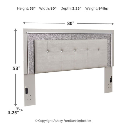 Zyniden - Silver - King Upholstered Panel Headboard Signature Design by Ashley® 