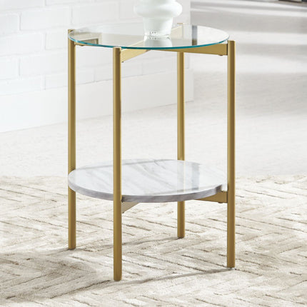 Wynora - White / Gold - Round End Table Ashley Furniture 