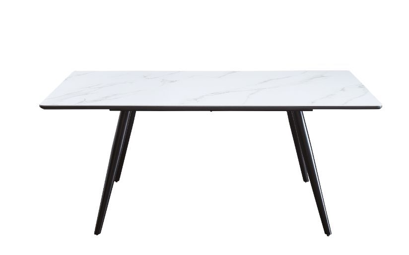 Caspian - Dining Table - White Printed Faux Marble & Black Finish - Tony's Home Furnishings