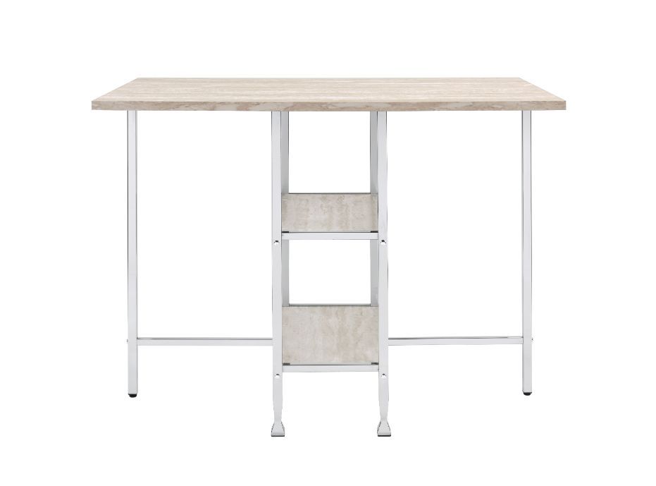 Raine - Counter Height Table - Antique White & Chrome Finish - Tony's Home Furnishings