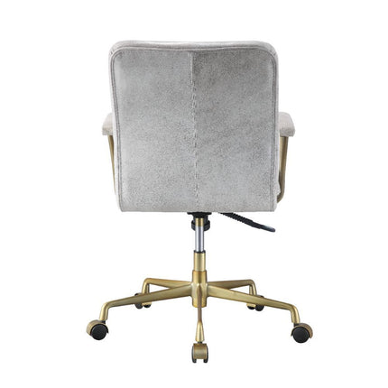 Damir - Office Chair - Vintage White Top Grain Leather & Chrome ACME 