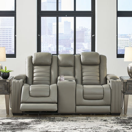 Backtrack - Gray - Pwr Rec Loveseat/Con/Adj Hdrst Signature Design by Ashley® 