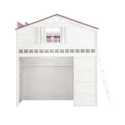 Tree House - Twin Loft Bed - Pink & White Finish ACME 