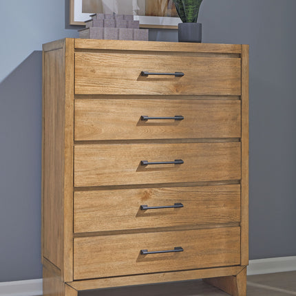 Sherbana - Light Brown - Five Drawer Chest Signature Design by Ashley® 