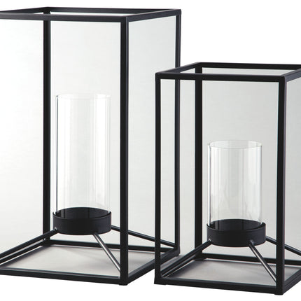 Dimtrois - Black - Lantern Set (Set of 2) - Tony's Home Furnishings