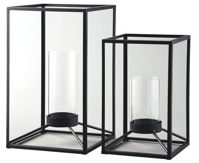 Dimtrois - Black - Lantern Set (Set of 2) - Tony's Home Furnishings