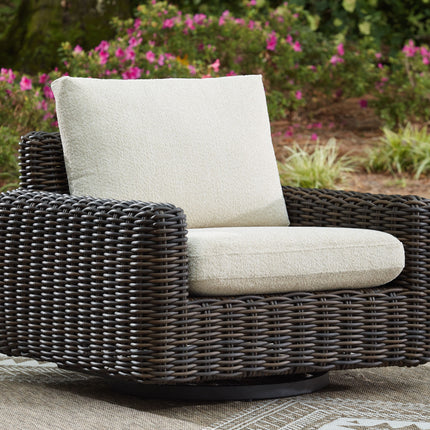 Kimora - Beige / Dark Brown - Swivel Glider Lounge With Cushion Signature Design by Ashley® 