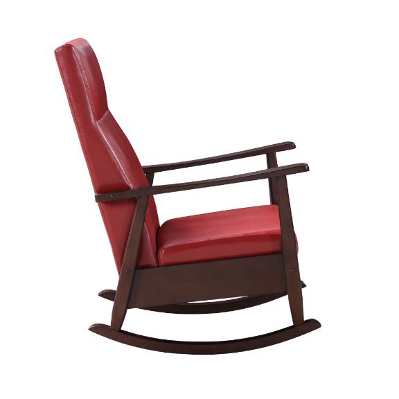 Raina - Rocking Chair - Red PU & Espresso Finish ACME 