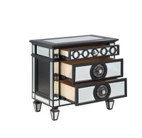 Varian II - Nightstand - Black Velvet & Black & Sliver Finish ACME 