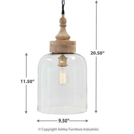 Faiz - Transparent - Glass Pendant Light Ashley Furniture 