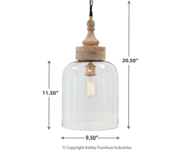 Faiz - Transparent - Glass Pendant Light Ashley Furniture 