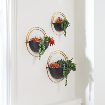 Tobins - Black / Gold Finish - Wall Planter Set (Set of 3) Signature Design by Ashley® 