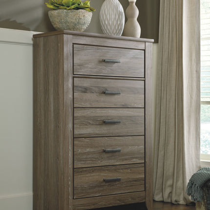 Zelen - Warm Gray - Five Drawer Chest Ashley Furniture 