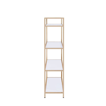 Ottey - Bookshelf - White High Gloss & Gold ACME 