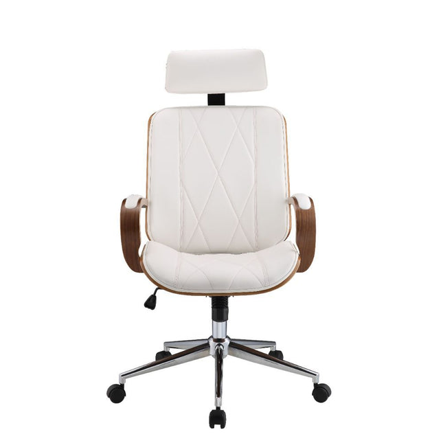 Yoselin - Office Chair - White PU & Walnut ACME 