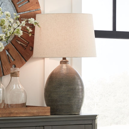 Joyelle - Gray - Terracotta Table Lamp Ashley Furniture 