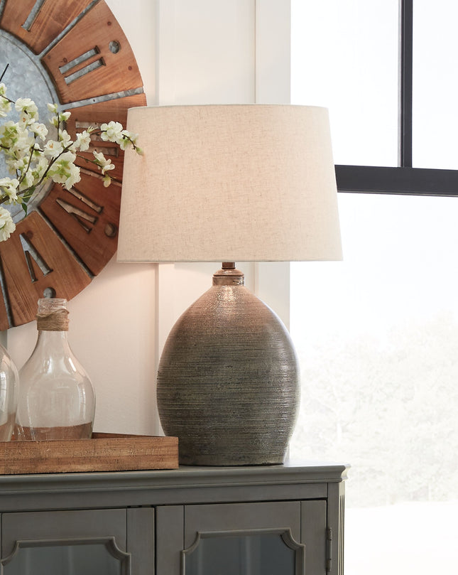 Joyelle - Gray - Terracotta Table Lamp Ashley Furniture 