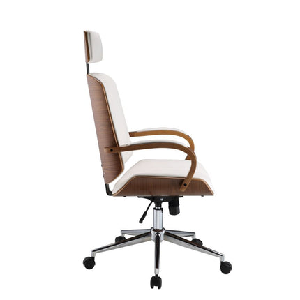 Yoselin - Office Chair - White PU & Walnut ACME 