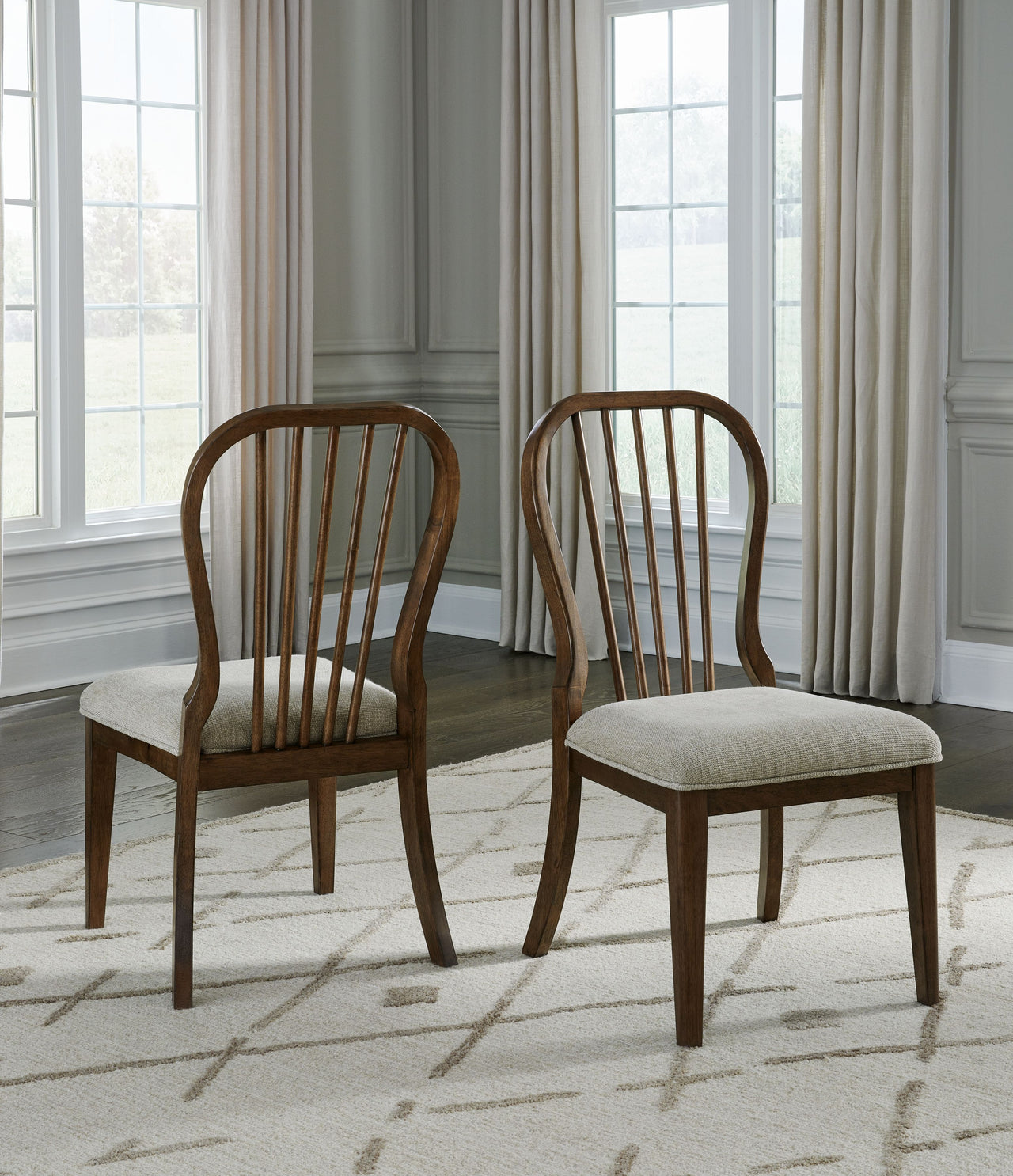 Sturlayne - Brown - Dining Upholstered Side Chair (Set of 2) - Spindleback - Tony's Home Furnishings