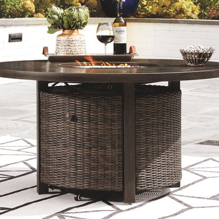 Paradise - Medium Brown - Round Fire Pit Table Ashley Furniture 