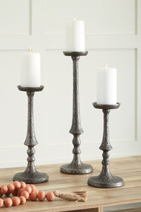 Thumbnail for Eravell - Pewter Finish - Candle Holder Set (Set of 3) - Tony's Home Furnishings