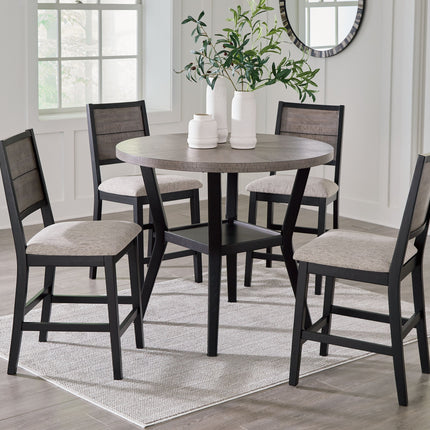 Corloda - Black / Gray - Round Counter Table Set (Set of 5) Signature Design by Ashley® 