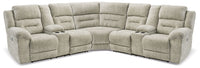 Thumbnail for Family Den - Pewter - 3-Piece Power Reclining Sectional With 2 Loveseats With Console - Tony's Home Furnishings