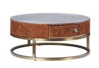 Tamas - Coffee Table - Aluminum & Cocoa Top Grain Leather - 13