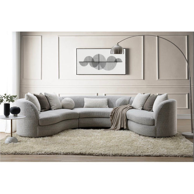 Ivria - Sectional Sofa With 9 Pillows - Gray Boucle - Tony's Home Furnishings