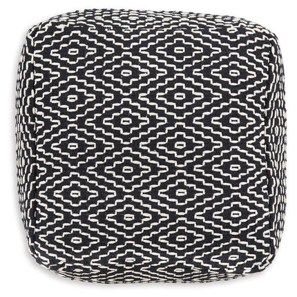 Jasett - Black / Ivory - Pouf Signature Design by Ashley® 