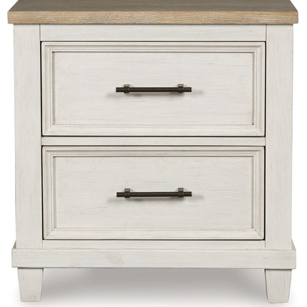 Shaybrock - Antique White / Brown - Two Drawer Night Stand Benchcraft® 