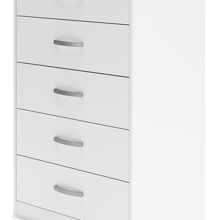 Flannia - White - Five Drawer Chest - 46" Height Signature Design by Ashley® 