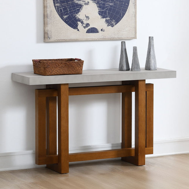 Keven - Sofa Table - Faux Concrete Top & Walnut  Finish ACME 