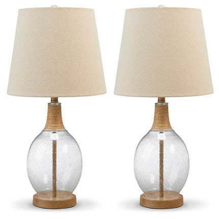 Clayleigh - Clear / Brown - Glass Table Lamp (Set of 2) Signature Design by Ashley® 