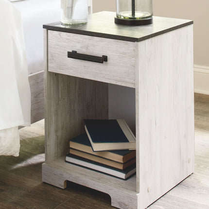 Shawburn - Whitewash / Charcoal Gray - One Drawer Night Stand Signature Design by Ashley® 