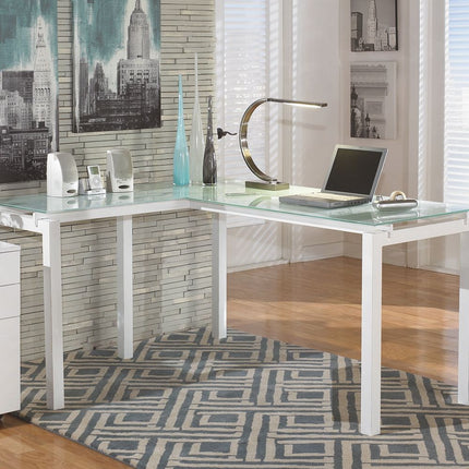 Baraga - White - L-desk Ashley Furniture 