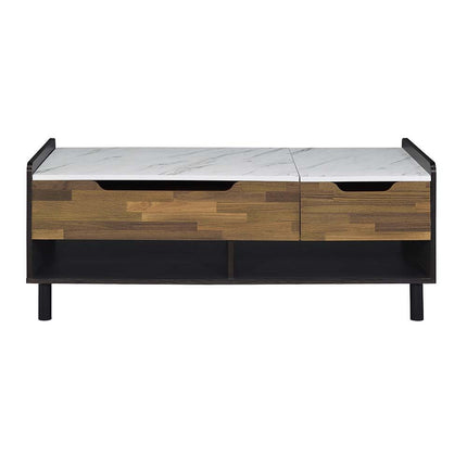 Axel - Coffee Table - Marble, Walnut & Black Finish ACME 