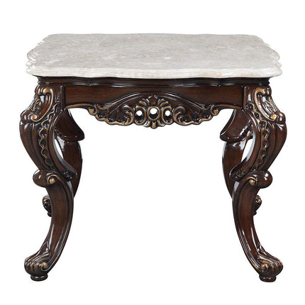 Benbek - End Table - Marble & Antique Oak Finish ACME 