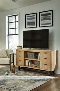 Thumbnail for Freslowe - Light Brown / Black - LG TV Stand W/Fireplace Option