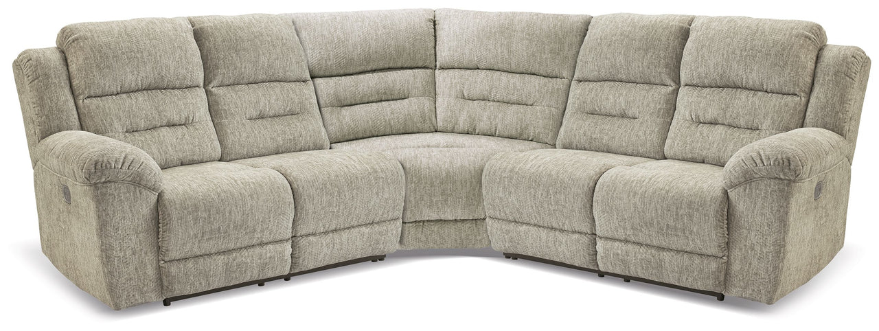 Family Den - Pewter - 3-Piece Power Reclining Sectional With 2 Loveseats - Tony's Home Furnishings
