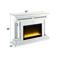 Noralie - Fireplace - Mirrored & Faux Diamonds - Wood - 36