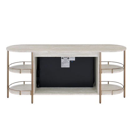 Valene - Console Table With Fireplace - White ACME 